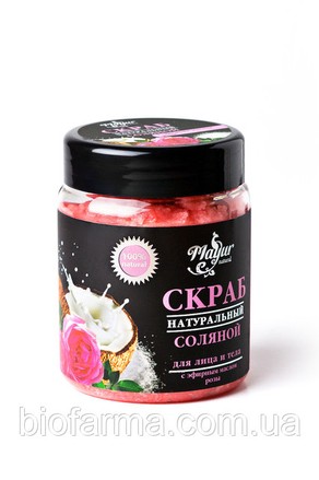 Натуральный соляной скраб для лица и тела с эфирным маслом розы ТМ Mayur