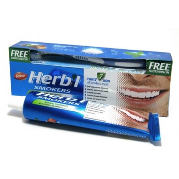 Зубная паста отбеливающая Herbal Smokers для курящих 150 г + зубная щетка Dabur International Ltd